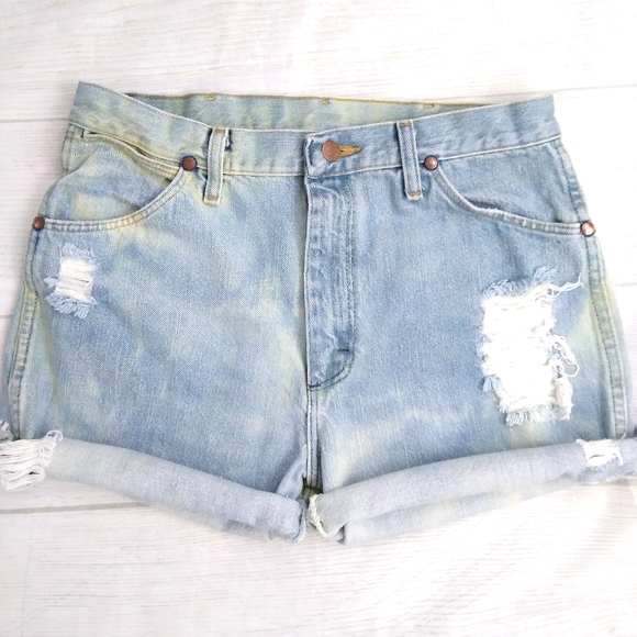 Wrangler Pants - Vintage Wrangler Distressed Denim Shorts 30